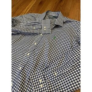 Polo Ralph Lauren Men's Custom Fit Button Up Shirt Blue Gingham Plaid 17.5 34/35